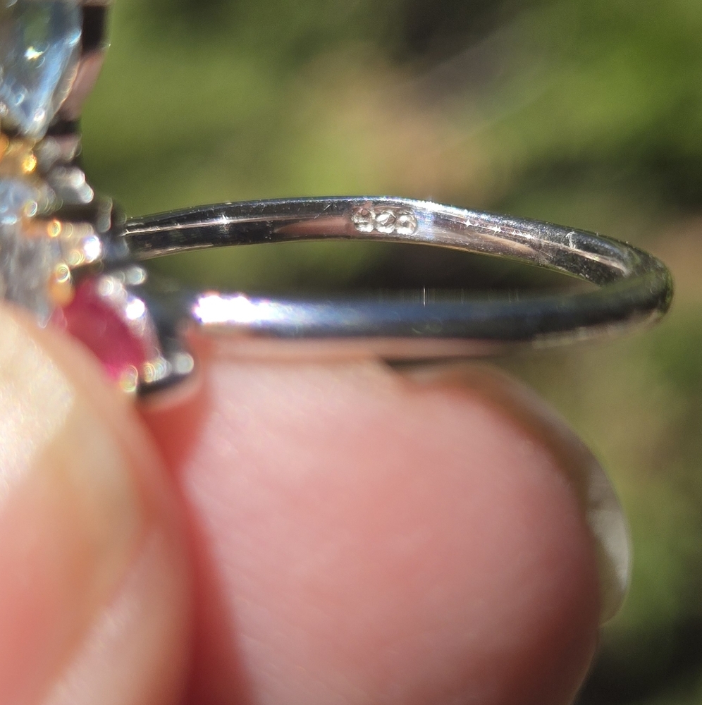 Blue Topaz 6k & Tourmaline Stering & Gold Ring Sz6 - Picture 8 of 8